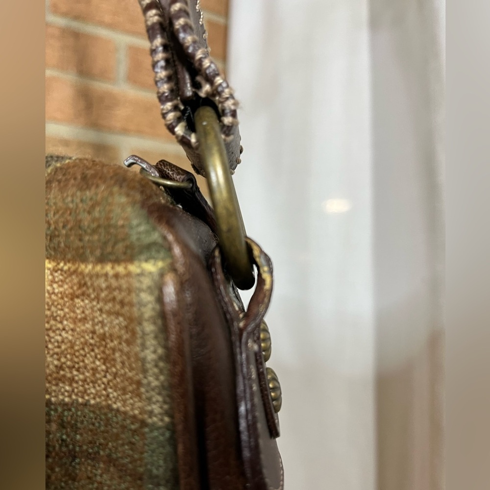 Dockers Brown and green plaid flannel and leather purse - Picture 8 of 12